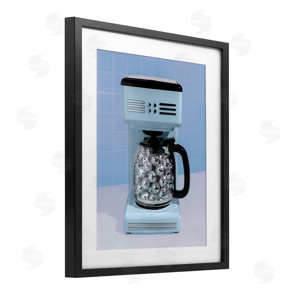 LISH Creative Disco Coffee Maker over Blue Black Framed Print Under Glass Wall Art