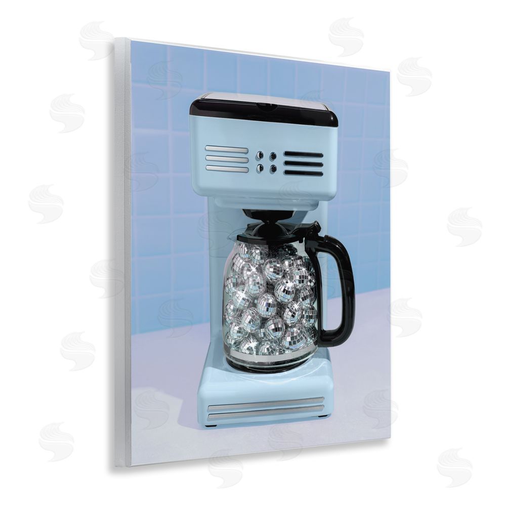 LISH Creative Disco Coffee Maker over Blue Wall Plaque with Fixed Lithograph Print