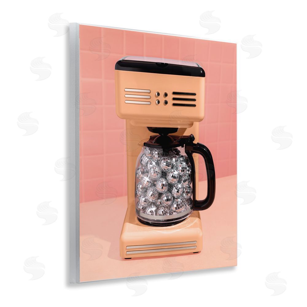 LISH Creative Disco Coffee Maker over Orange Wall Plaque with Fixed Lithograph Print