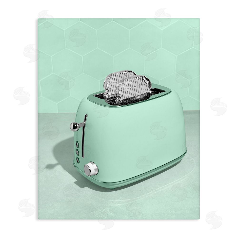 LISH Creative Disco Toaster Over Green Stretched Canvas Wall Art