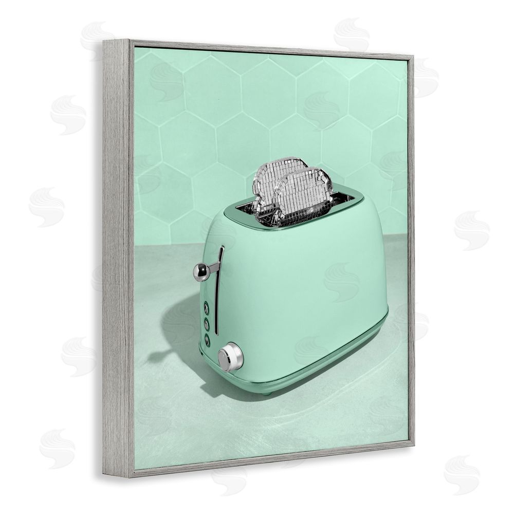 LISH Creative Disco Toaster Over Green Gray Framed Giclee Wall Art Print
