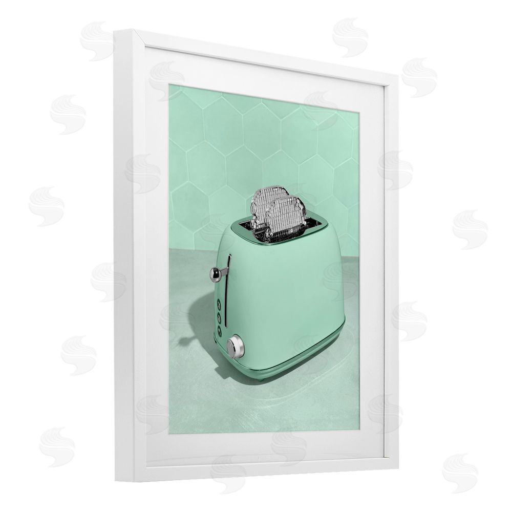 LISH Creative Disco Toaster Over Green White Framed Print Under Glass Wall Art