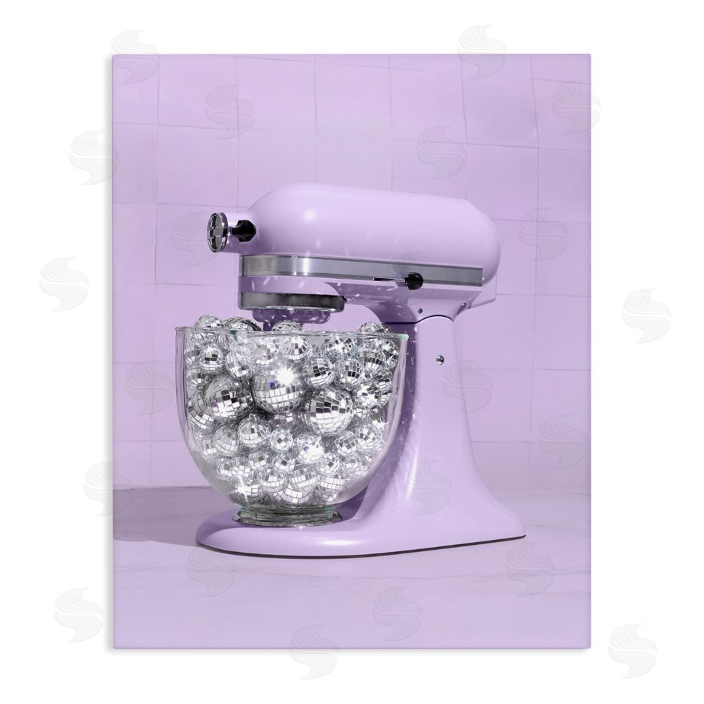 LISH Creative Disco Kitchen Mixer over Purple Stretched Canvas Wall Art