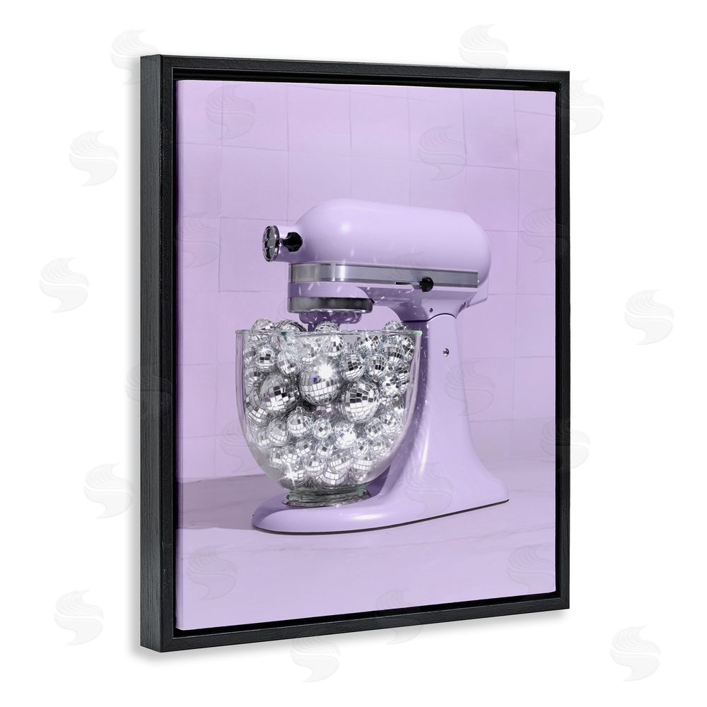 LISH Creative Disco Kitchen Mixer over Purple Black Floating Frame Canvas Wall Art Print