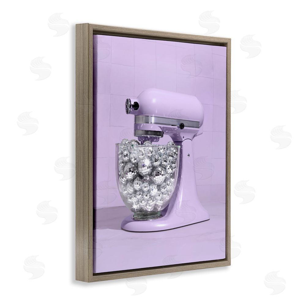 LISH Creative Disco Kitchen Mixer over Purple Brown Floating Frame Canvas Wall Art Print