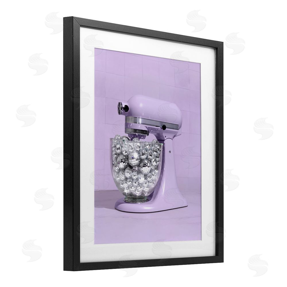 LISH Creative Disco Kitchen Mixer over Purple Black Framed Print Under Glass Wall Art