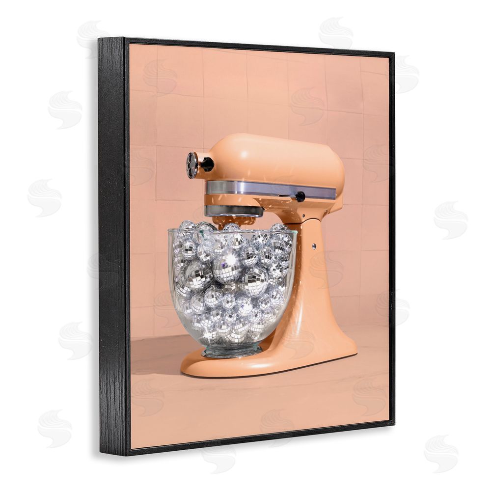LISH Creative Disco Kitchen Mixer over Orange Black Framed Giclee Wall Art Print