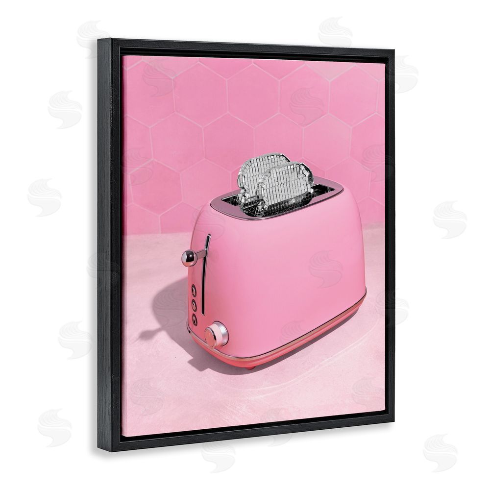 LISH Creative Disco Toaster over Pink Black Floating Frame Canvas Wall Art Print