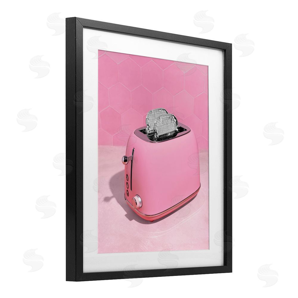 LISH Creative Disco Toaster over Pink Black Framed Print Under Glass Wall Art