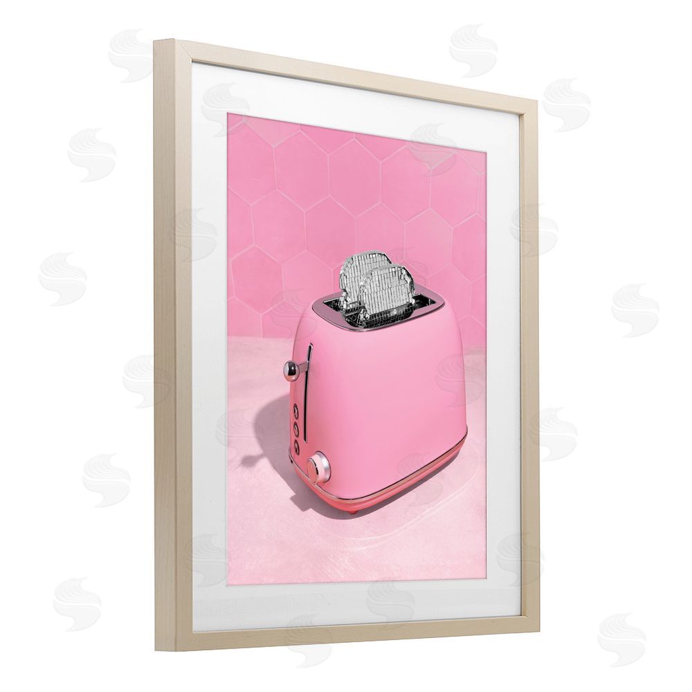 LISH Creative Disco Toaster over Pink Brown Framed Print Under Glass Wall Art
