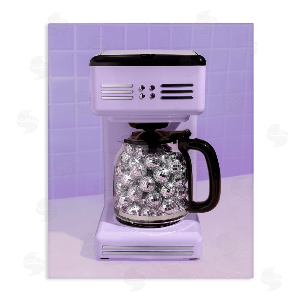 LISH Creative Disco Coffee Maker over Purple Stretched Canvas Wall Art