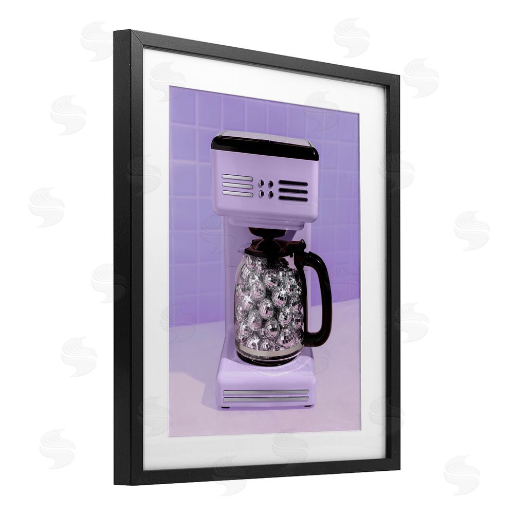 LISH Creative Disco Coffee Maker over Purple Black Framed Print Under Glass Wall Art