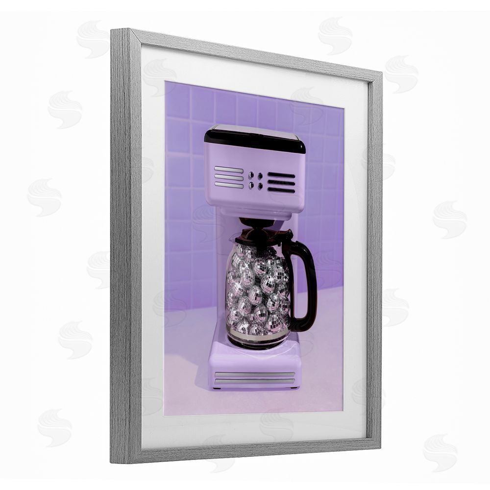 LISH Creative Disco Coffee Maker over Purple Gray Framed Print Under Glass Wall Art