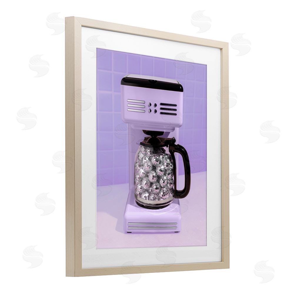 LISH Creative Disco Coffee Maker over Purple Brown Framed Print Under Glass Wall Art