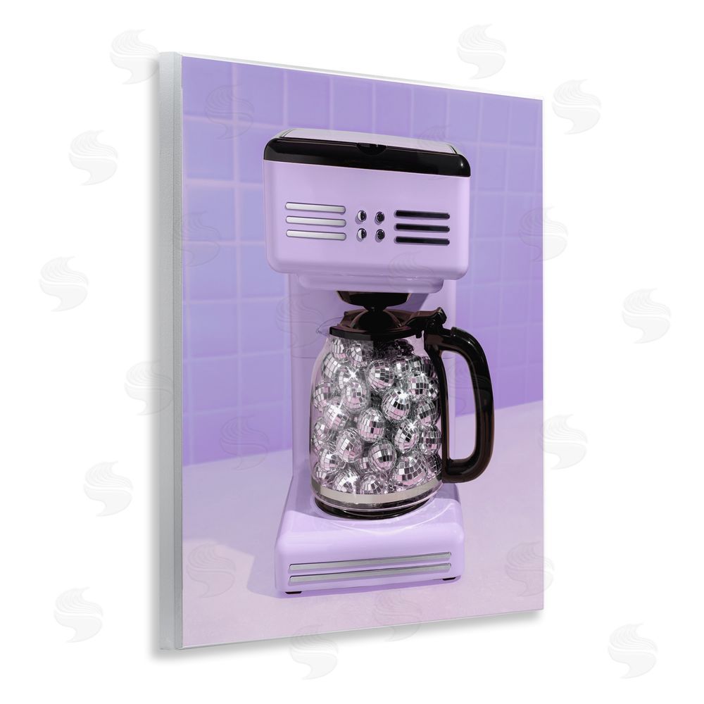 LISH Creative Disco Coffee Maker over Purple Wall Plaque with Fixed Lithograph Print
