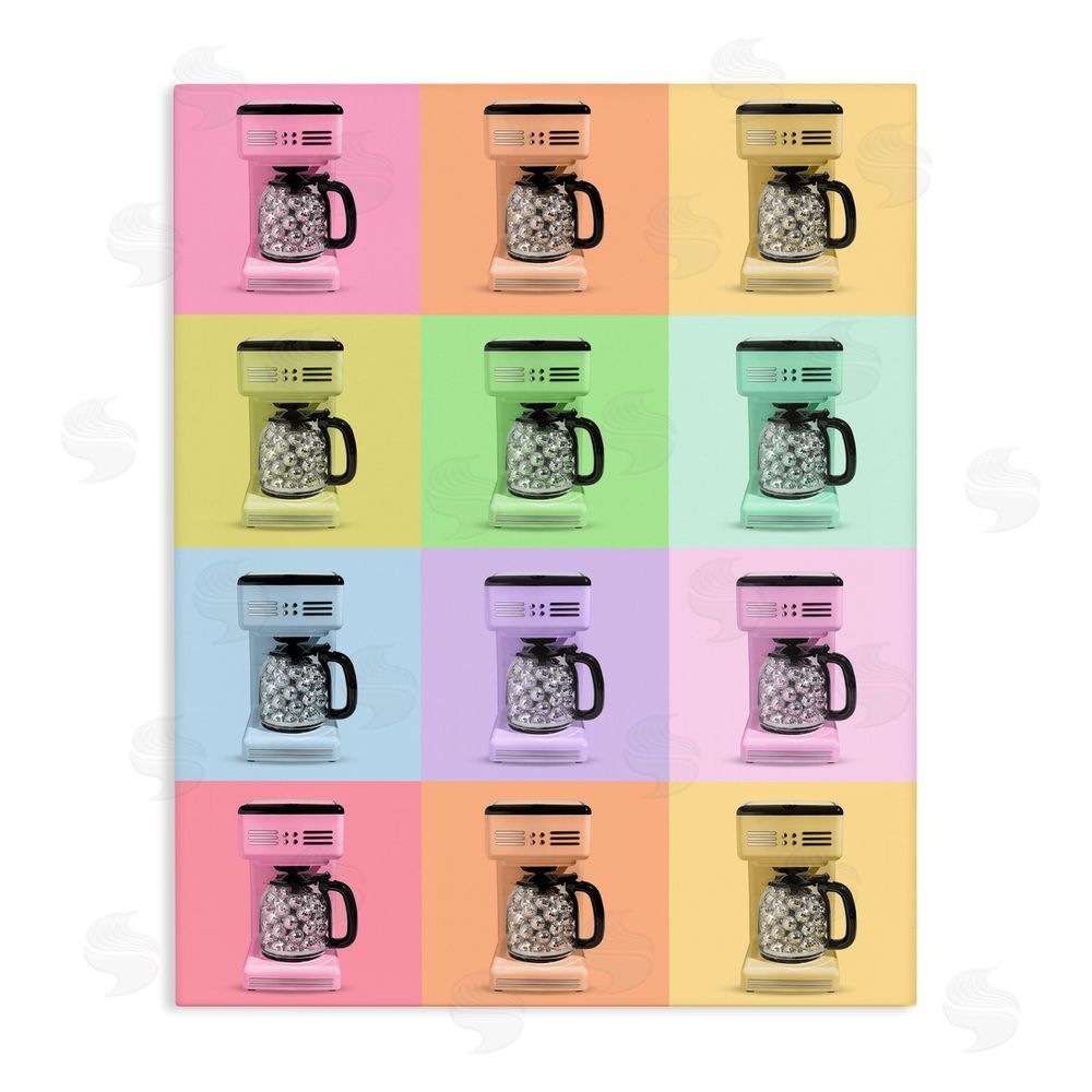 LISH Creative Disco Coffee Maker Collage Stretched Canvas Wall Art