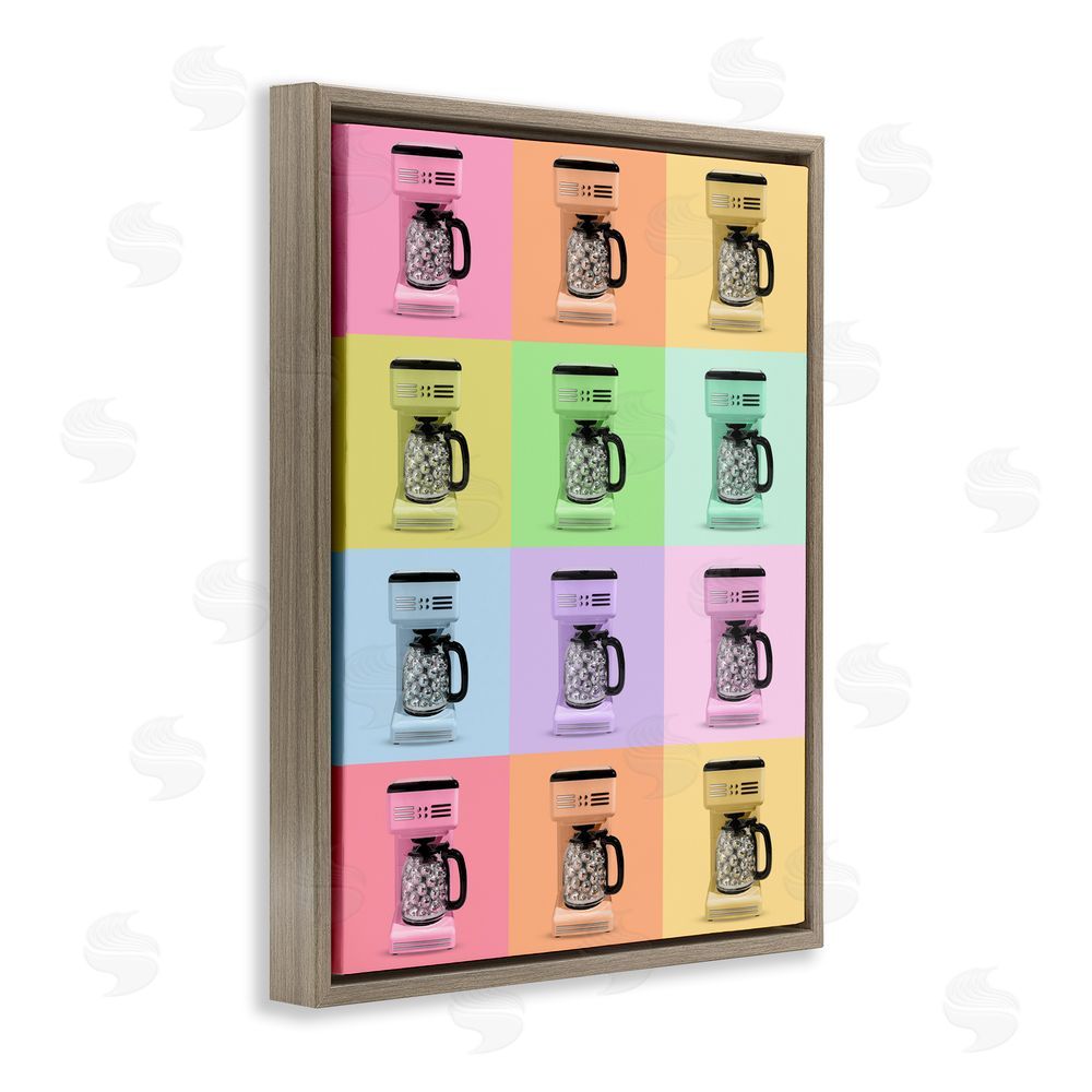 LISH Creative Disco Coffee Maker Collage Brown Floating Frame Canvas Wall Art Print