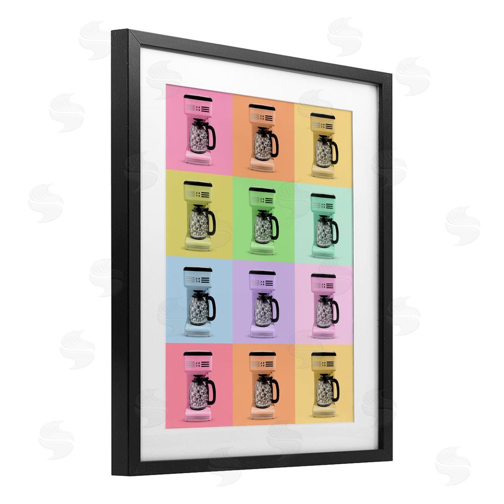 LISH Creative Disco Coffee Maker Collage Black Framed Print Under Glass Wall Art