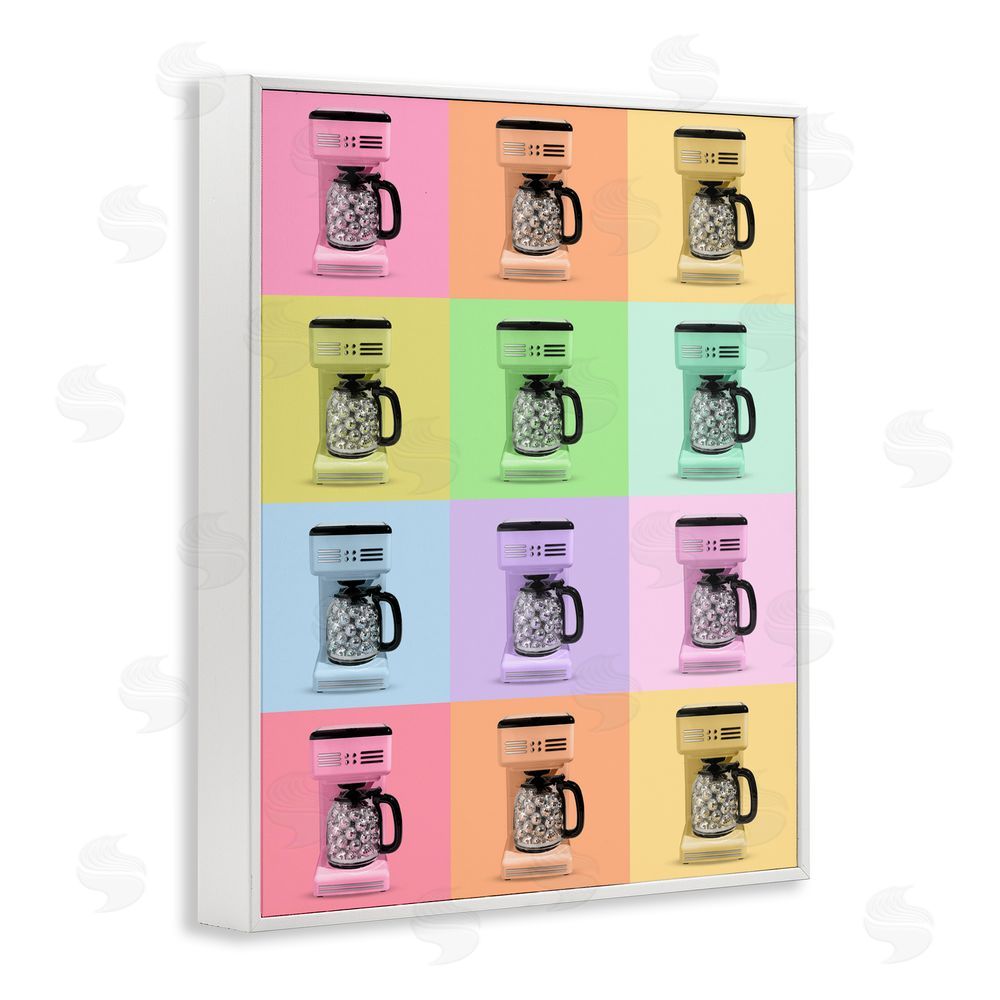 LISH Creative Disco Coffee Maker Collage White Framed Giclee Wall Art Print