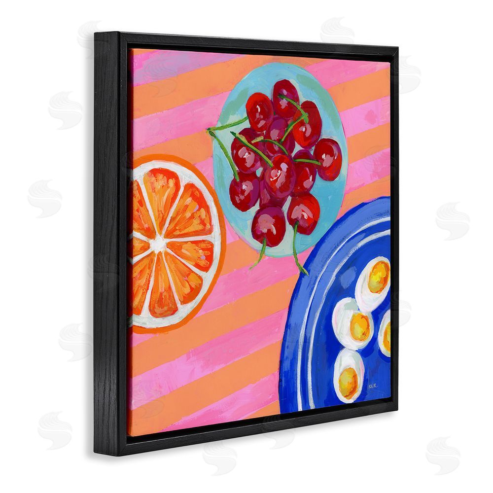 Rachael Reese Summer Snacks Picnic Blanket Black Floating Framed Canvas Wall Art Print