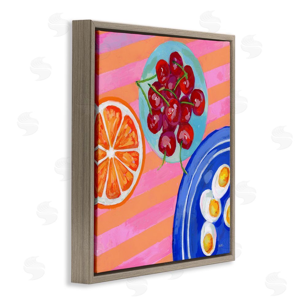 Rachael Reese Summer Snacks Picnic Blanket Brown Floating Framed Canvas Wall Art Print