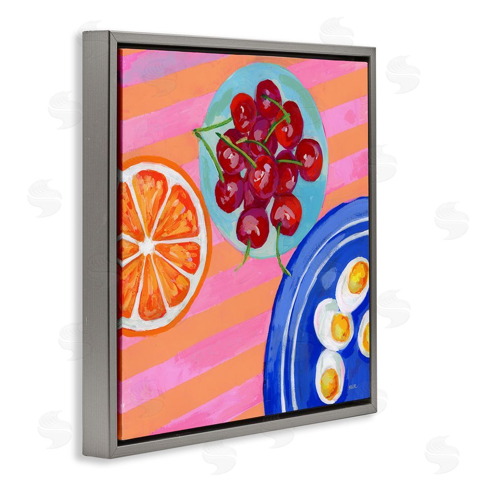 Rachael Reese Summer Snacks Picnic Blanket Gray Floating Framed Canvas Wall Art Print