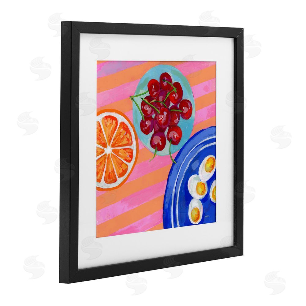 Rachael Reese Summer Snacks Picnic Blanket Black Framed Print Under Glass with White Mat Wall Art