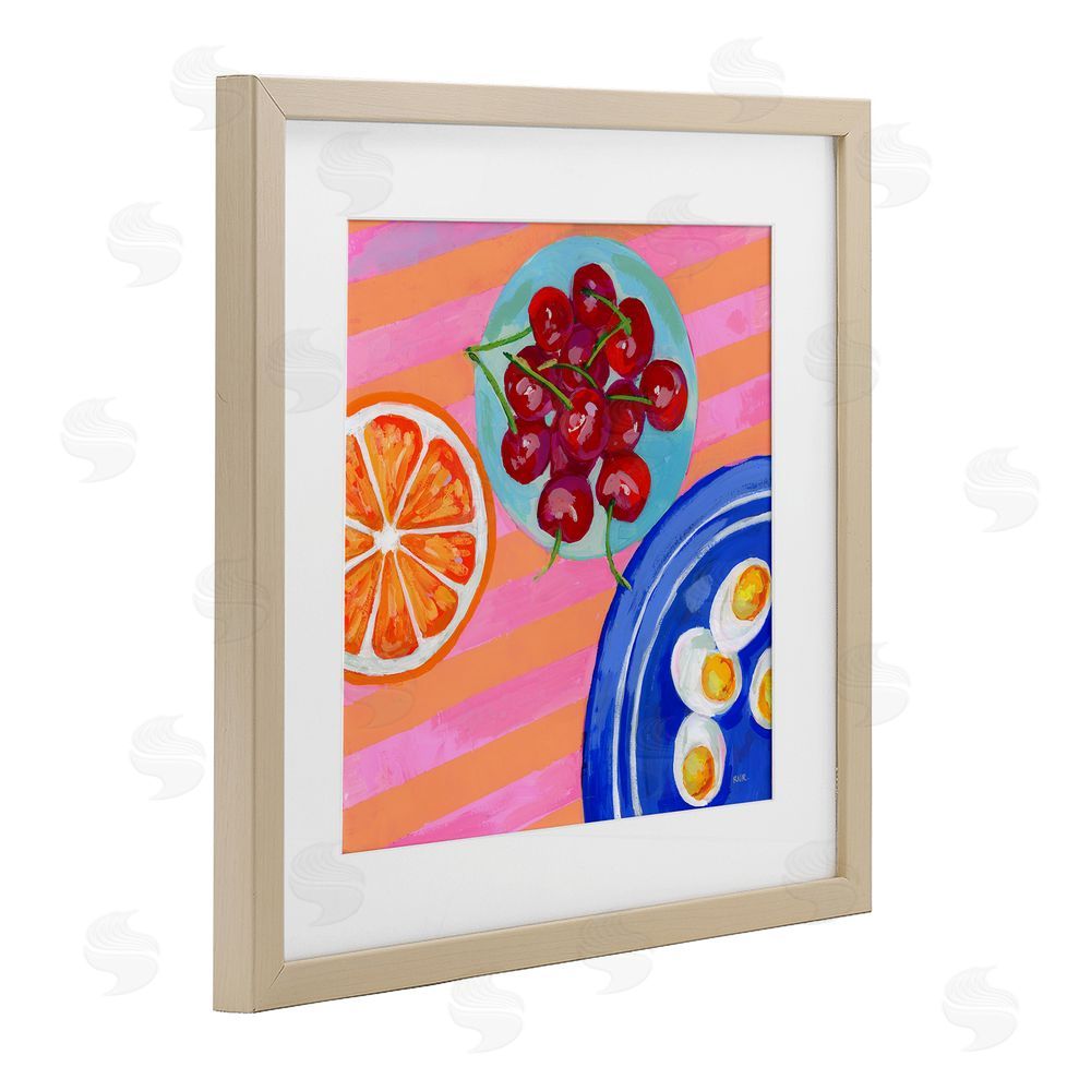 Rachael Reese Summer Snacks Picnic Blanket Brown Framed Print Under Glass with White Mat Wall Art