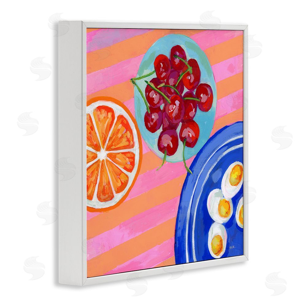 Rachael Reese Summer Snacks Picnic Blanket White Framed Giclee Wall Art Print