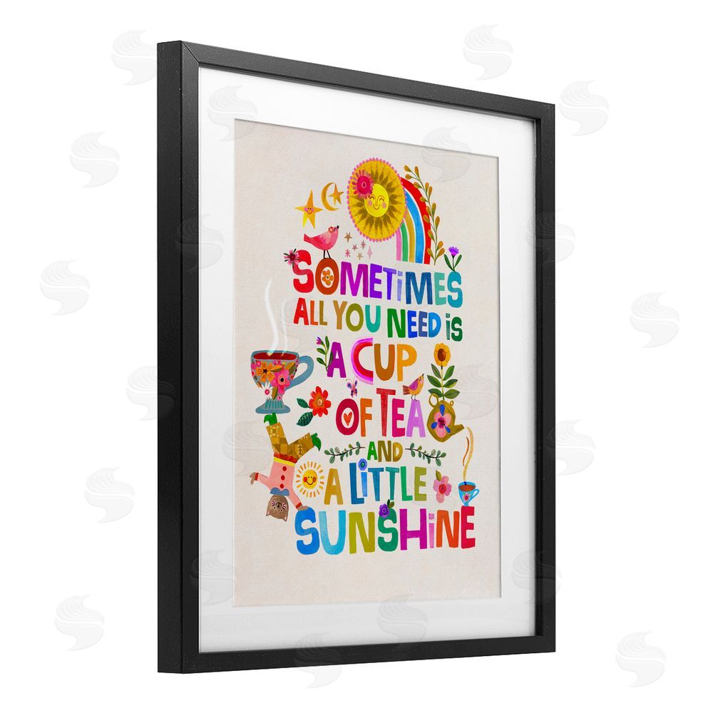 Katherine Herrell Studio Cup Of Tea & Sunshine Black Framed Print Under Glass Wall Art
