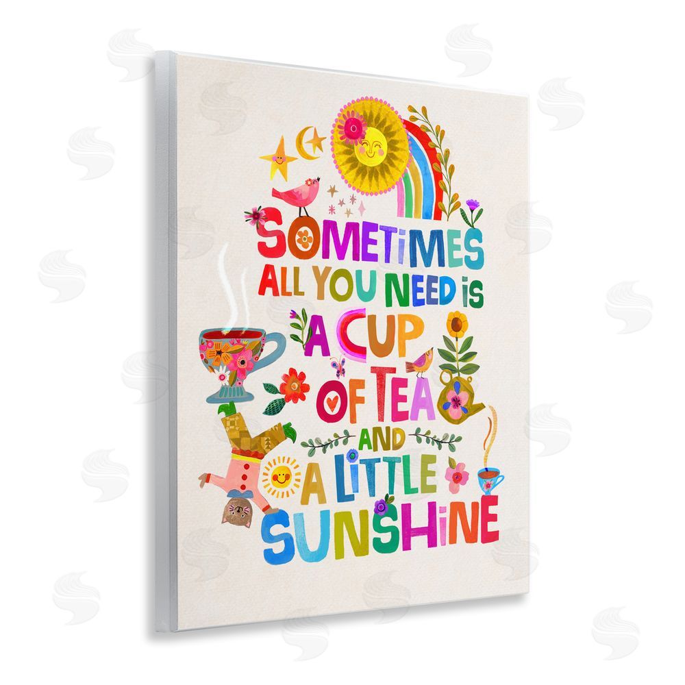 Katherine Herrell Studio Cup Of Tea & Sunshine Wall Plaque with Fixed Lithograph Print