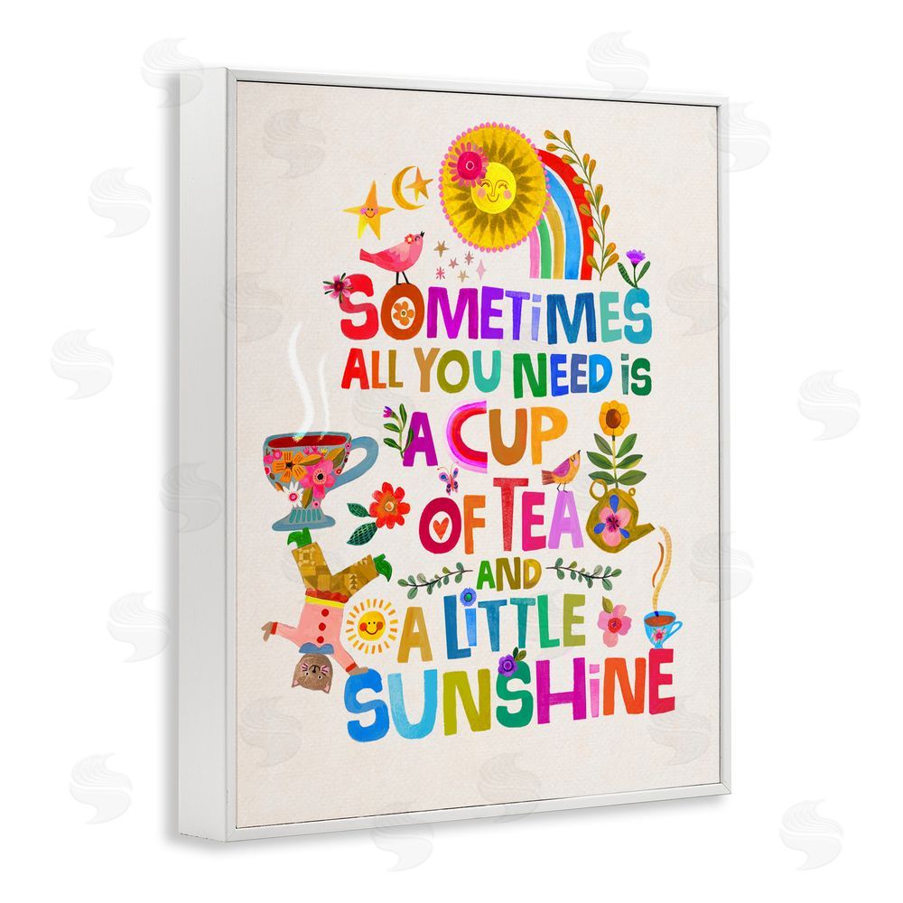 Katherine Herrell Studio Cup Of Tea & Sunshine White Framed Giclee Wall Art Print