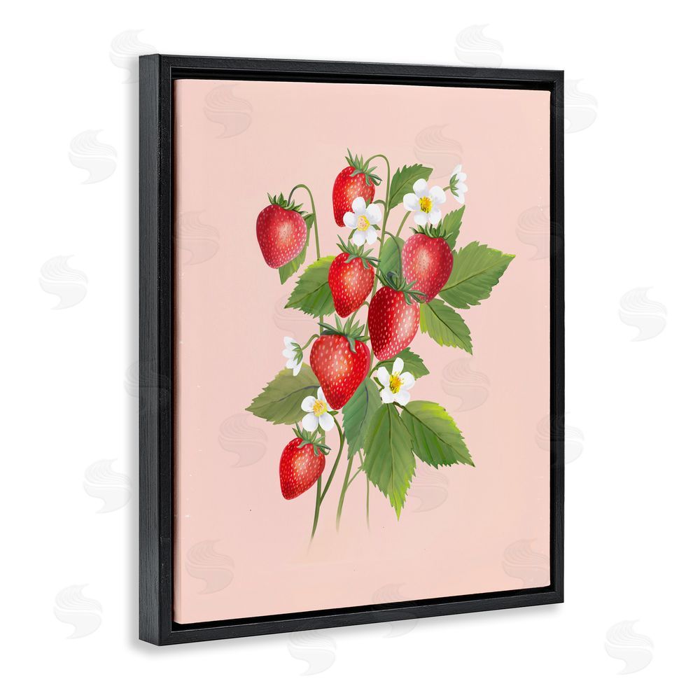 Diane Neukirch Cottage Garden Strawberries Black Floating Frame Canvas Wall Art Print