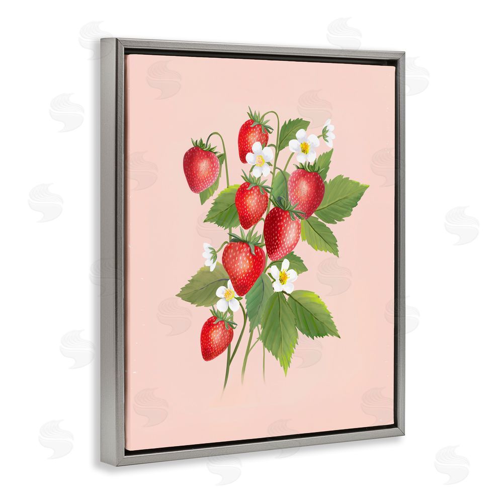 Diane Neukirch Cottage Garden Strawberries Gray Floating Frame Canvas Wall Art Print