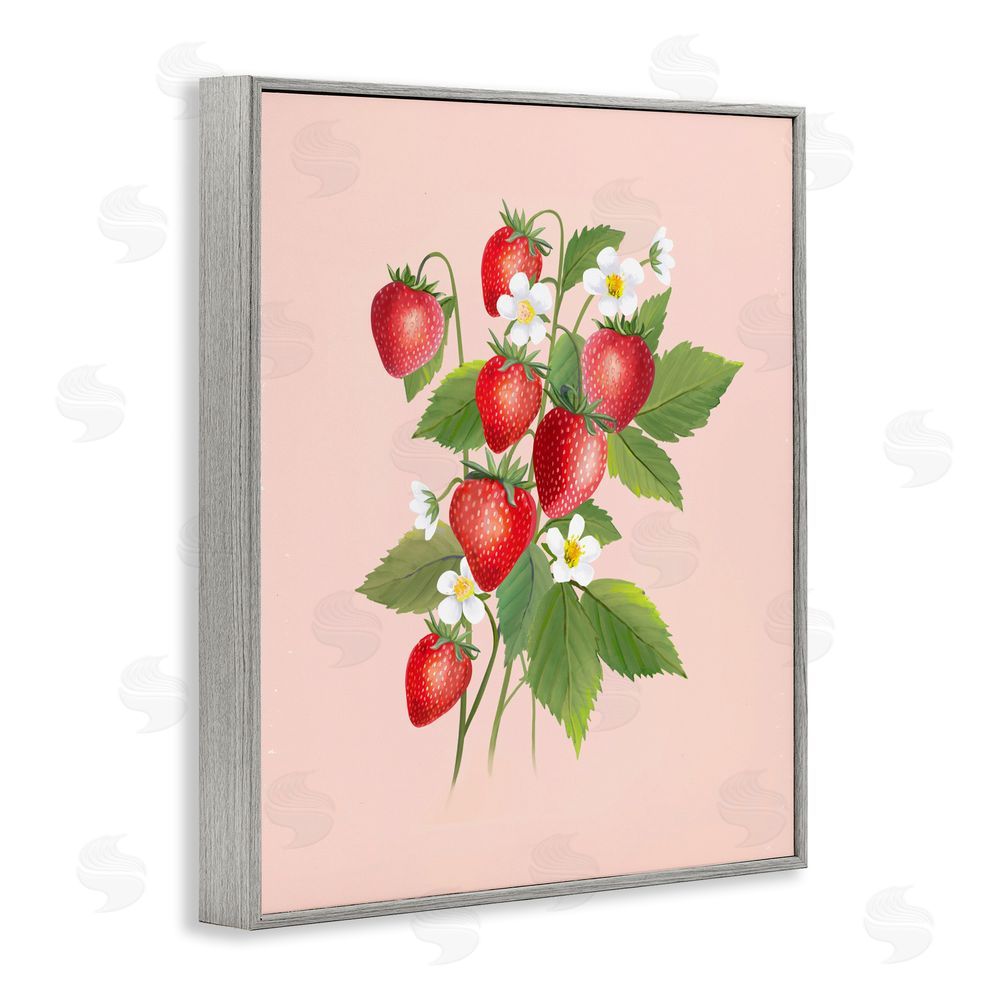 Diane Neukirch Cottage Garden Strawberries Gray Framed Giclee Wall Art Print
