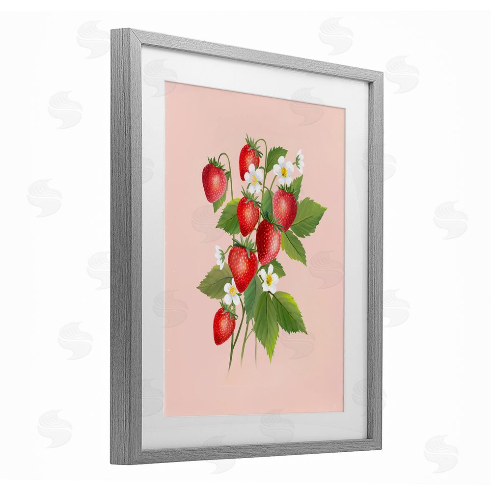 Diane Neukirch Cottage Garden Strawberries Gray Framed Print Under Glass Wall Art