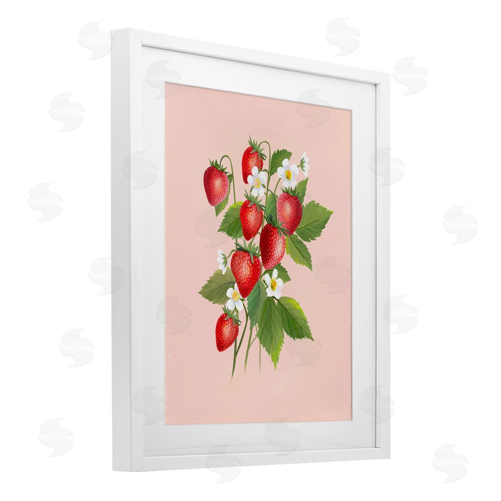 Diane Neukirch Cottage Garden Strawberries White Framed Print Under Glass Wall Art