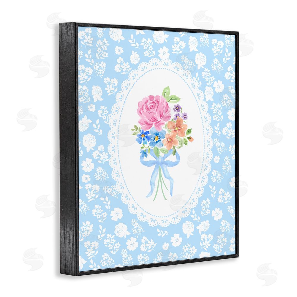 Corinne Haig Blue Feminine Bouquet Black Framed Giclee Wall Art Print