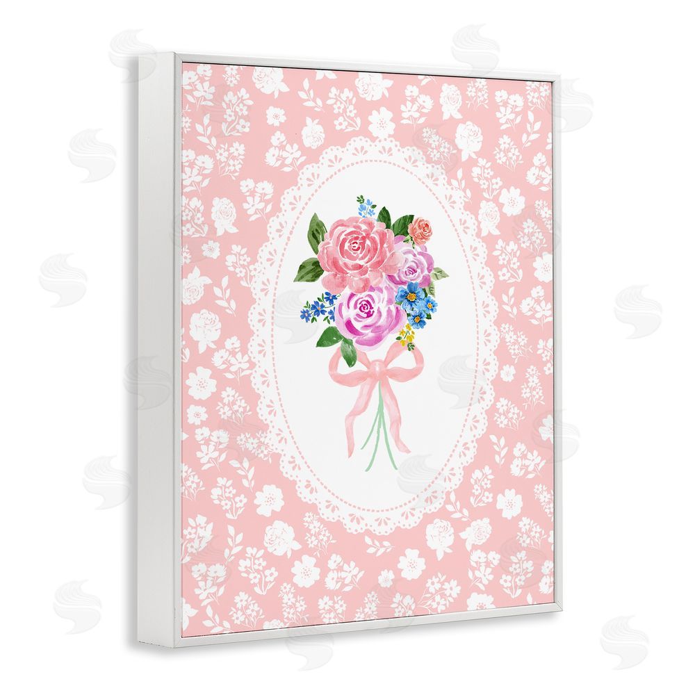 Corinne Haig Peach Feminine Bouquet White Framed Giclee Wall Art Print