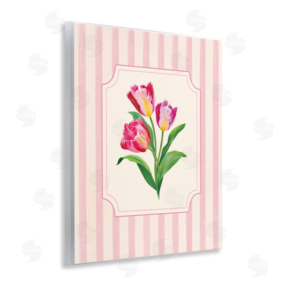 Diane Neukirch Magenta Tulips over Stripes Wall Plaque Home Decor Art Print