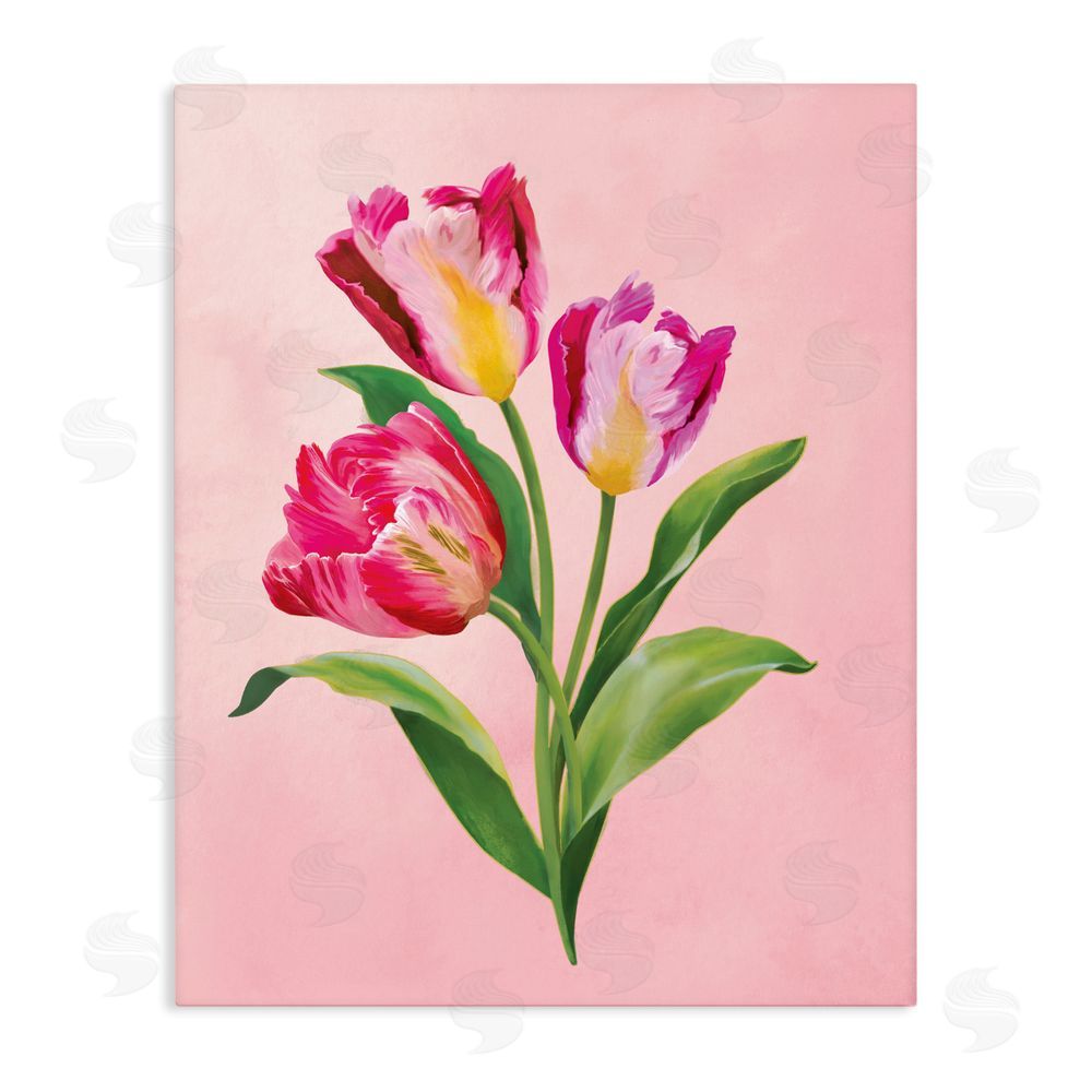 Diane Neukirch Vibrant Magenta Tulips Stretched Canvas Wall Art Print