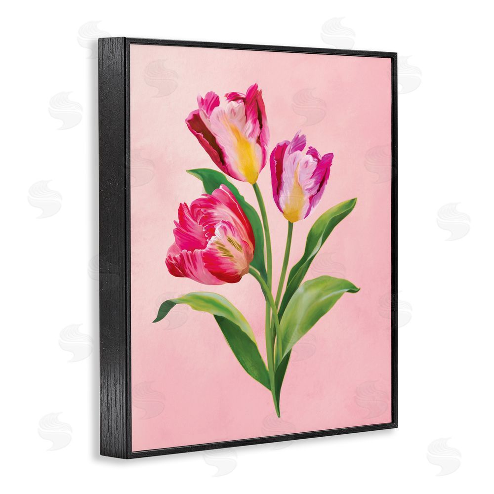 Diane Neukirch Vibrant Magenta Tulips Black Framed Giclee Wall Art Print