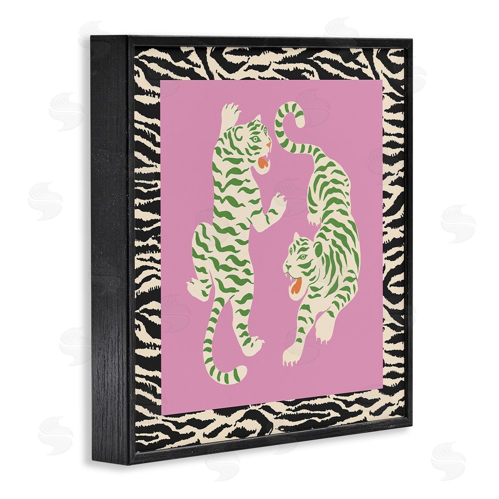 Karolina Sato Purple & Green Twin Tigers Black Framed Giclee Wall Art