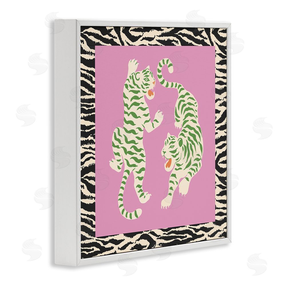 Karolina Sato Purple & Green Twin Tigers White Framed Giclee Wall Art