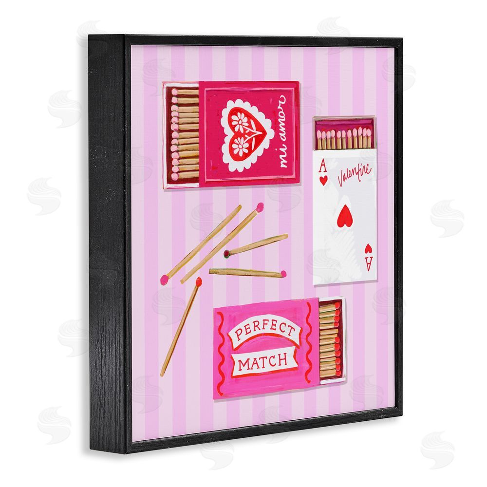 Rachael Reese Romantic Valentine's Matchboxes Black Framed Giclee Wall Art Print