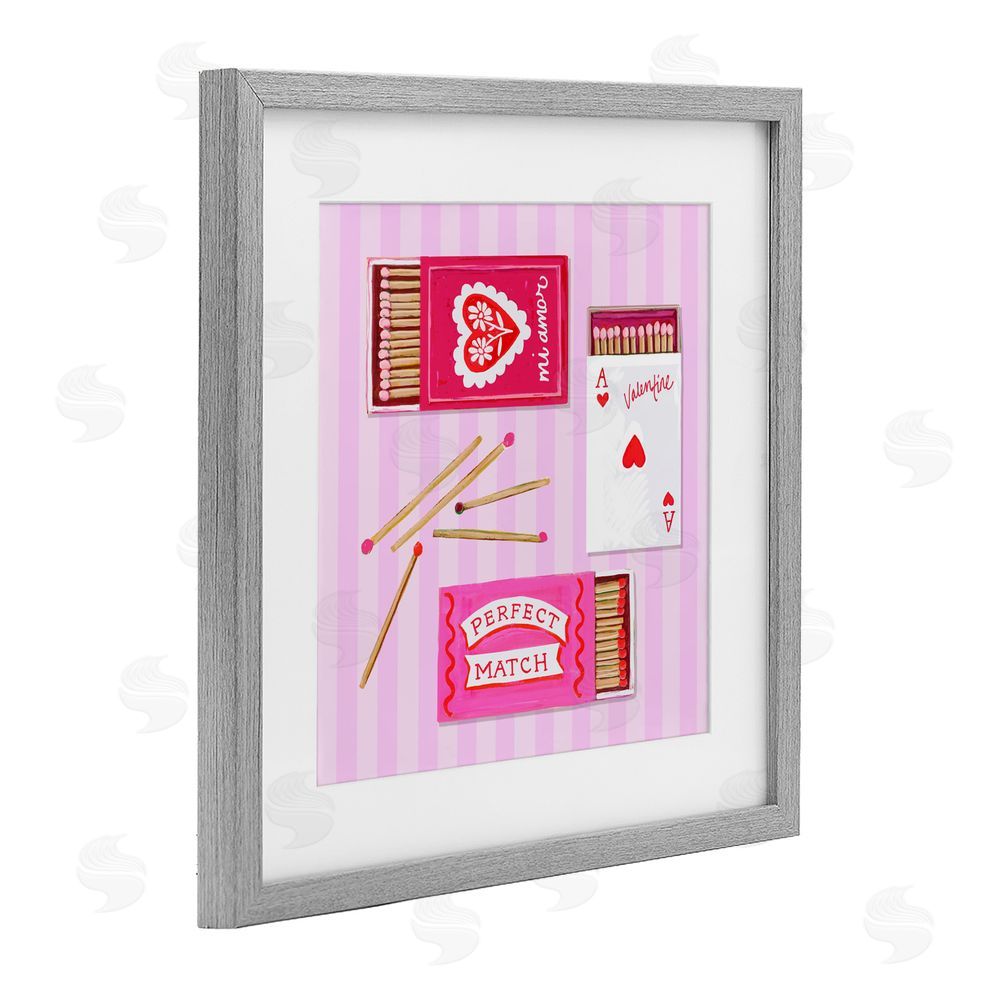 Rachael Reese Romantic Valentine's Matchboxes Gray Framed Print Under Glass Wall Art