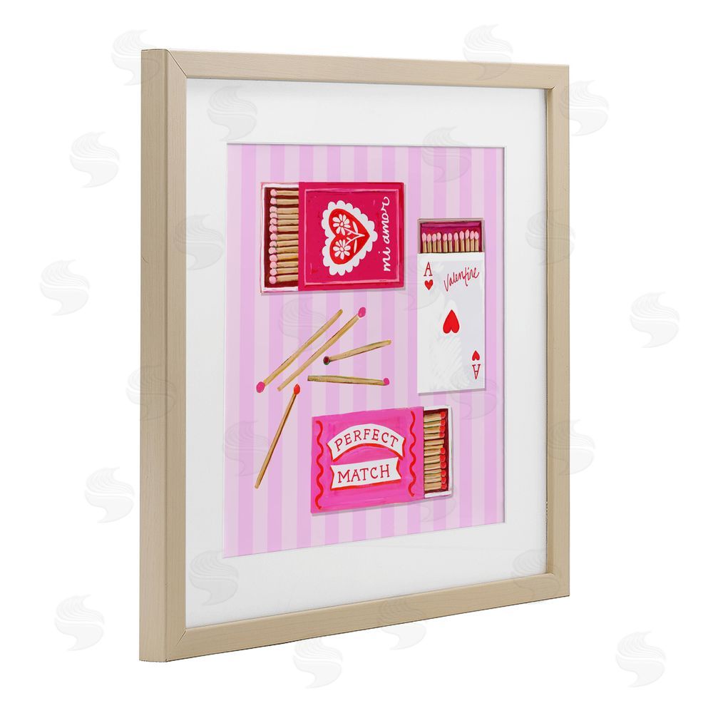Rachael Reese Romantic Valentine's Matchboxes Brown Framed Print Under Glass Wall Art