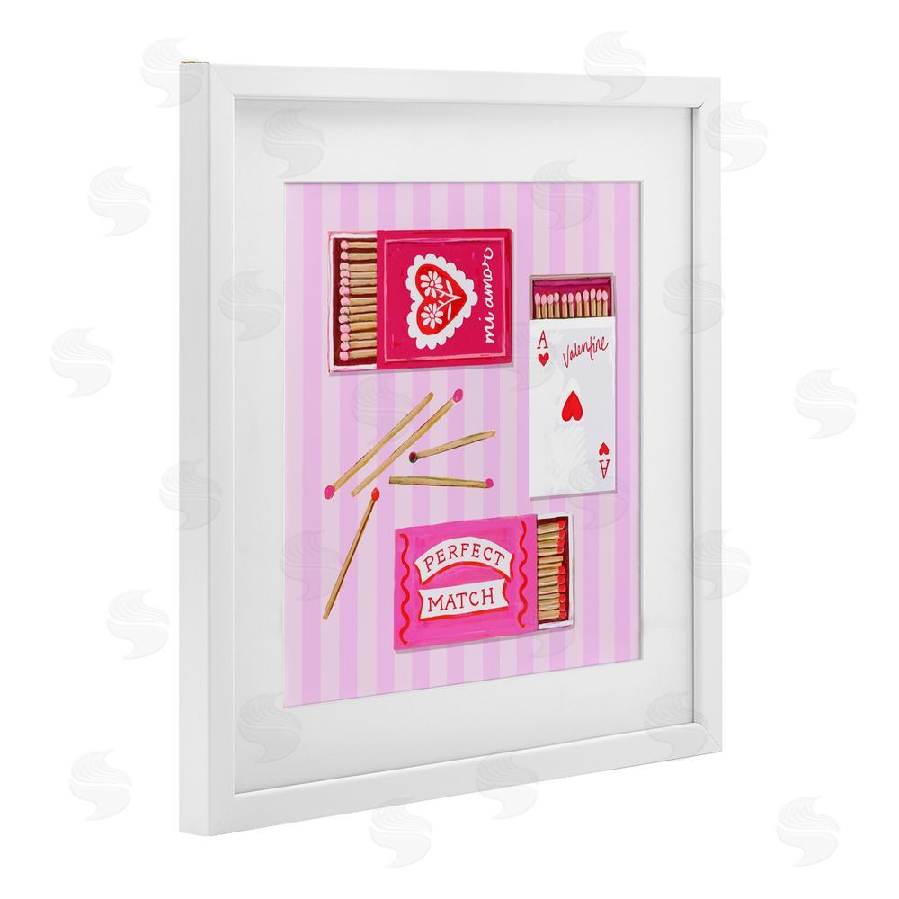 Rachael Reese Romantic Valentine's Matchboxes White Framed Print Under Glass Wall Art