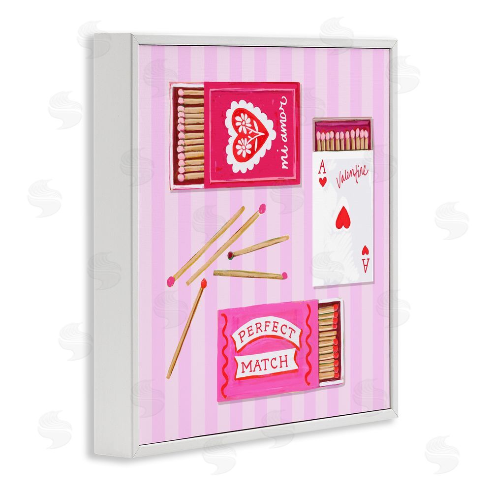 Rachael Reese Romantic Valentine's Matchboxes White Framed Giclee Wall Art Print