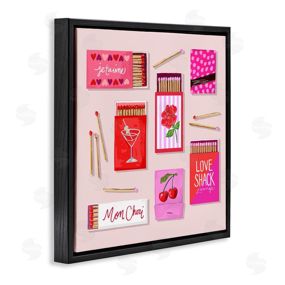 Rachael Reese Je T'aime Romantic Matchbox Set Black Floating Framed Canvas Wall Art